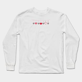 Black paw prints with hanging hearts Long Sleeve T-Shirt